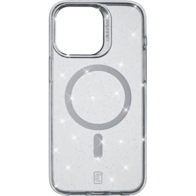 Afbeelding van cellularline Sparkle Mag iPhone 15 Pro Max Transparante beschermhoes met glitterafwerking compatibel MagSafe ecosysteem Beschermde randen, knoppen en aansluitingen Rood