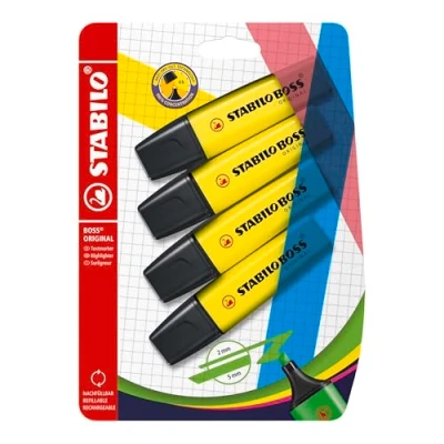 Afbeelding van Markeerstift STABILO BOSS Original 70/24 geel blister à 4 stuks