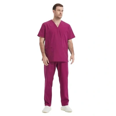 Image de MISEMIYA Ensemble Uniformes Unisexe Blouse Uniforme Médical avec Haut et Pantalon Ref.6801 6802 S, Granate