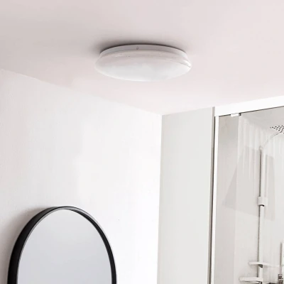 Afbeelding van Lindby LED plafondlamp 1licht Plastic, metaal H: 6.5 cm wit Inclusief lichtbron