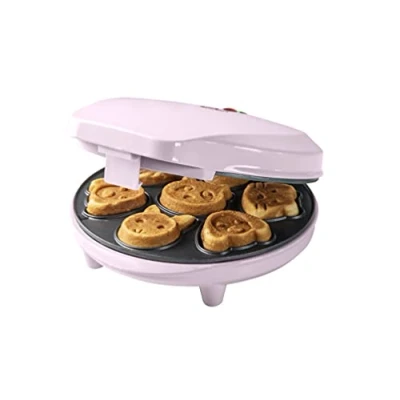 Image de Gaufrier forme de 7 animaux 700w rose Bestron AAW700P
