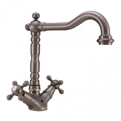 Afbeelding van PB klassieke wastafelkraan sterknoppen uitloop 18,5 cm RVS 1208854972