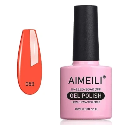 Image de AIMEILI Gel Vernis à ongles UV LED Gellack Glasser Off Polish Neon Orange (053) 10ml