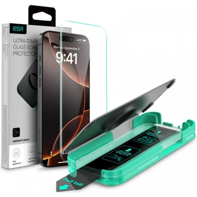 Afbeelding van ESR Armorite Screen Protector Geschikt voor Apple iPhone 16 Pro 9H Tempered Glass Case Friendly Flawless Fit Tray Gemakkelijke Installatie