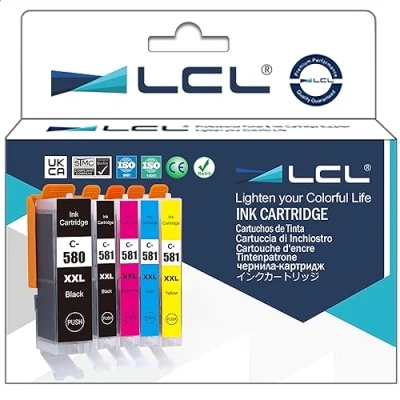 Afbeelding van LCL Inktcartridge compatibel met PGI 580 580XL 580XXL 27 ml CLI 581 581XL 581XXL 12,5 (1PGBK 1 zwart, cyaan, magenta geel), vervanging voor Canon Pixma TR7550 TR8550 TS6150