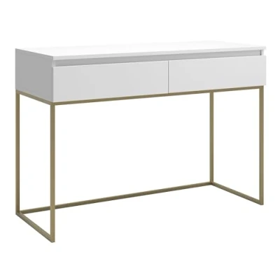 Afbeelding van Selsey Bemmi Kaptafel met lades Wit gouden poten