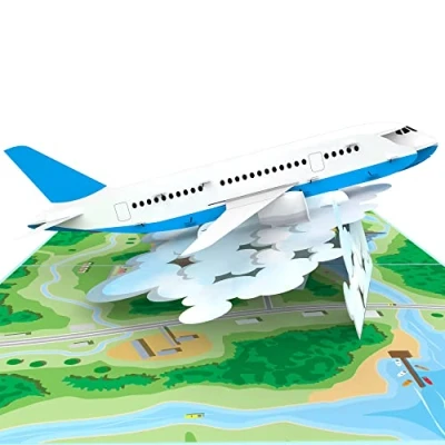 Afbeelding van MOKIO® Reisvoucher pop up vliegtuig 3D cadeaukaart voor vliegreizen, vliegtickets of vakantie, als vakantie verjaardagscadeau, voucher vliegreizen