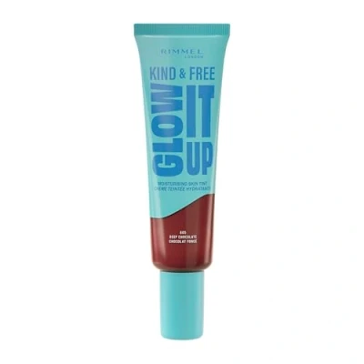 Afbeelding van Rimmel London Kind &amp; Free GLOW IT UP Fond de teint hydratant, 605, Deep Chocolate, Apaise la peau sensible, Coloré sain et lumineux, Hydrate toute journée, 30 ml