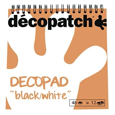 Afbeelding van Decopad spiraalblok papier zwart/wit