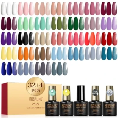 Afbeelding van ROSALIND semi permanente nagellak, 36 stuks, paars, blauw, bruin, roze, groen, grijs, kleuren, permanent, mini uv /led, manicureset