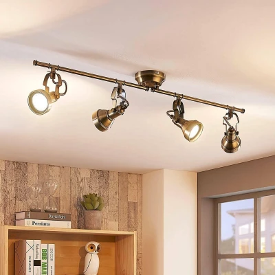 Afbeelding van Lindby plafondlamp 4lichts metaal H: 15 cm GU10 oud messing