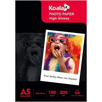 Afbeelding van KOALA 100 vellen glanzend fotopapier 200 g/m² voor Canon HP Epson Inkjet printer DIN A5 210 x 148 mm