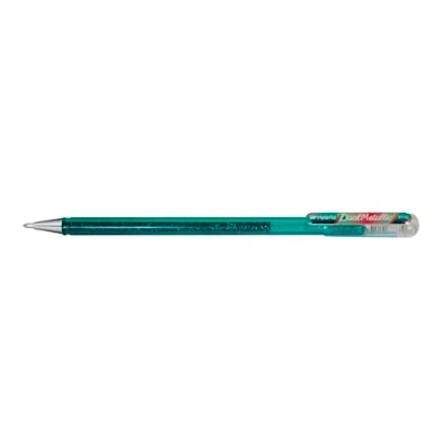 Afbeelding van Pentel Hybrid Dual Metallic Gel Rollers Pastel Ink K110, Turquoise Groen + Rood &amp; Groen, Set van 12