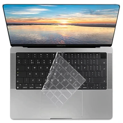 Afbeelding van ZYB Dunne TPU toetsenbordbescherming, hoge transparantie toetsenbord voor 2022 2023 MacBook Air 13,6/15,3 inch M2 A2681/A2941, 2021 Pro 14 16 M1 A2779/A2442/A2780/A2485, AZERTY