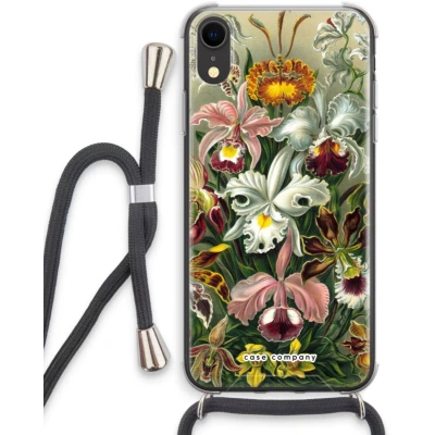 Afbeelding van Case Company® hoesje met Koord geschikt voor iPhone XR Haeckel Orchidae Telefoonhoesje Zwart Extra Bescherming aan alle Kanten en Over de Schermrand