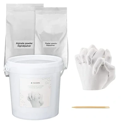 Afbeelding van Navaris 3D gipsafdruk voo 1 tot 2 handen Bodycasting set Voor kinderen en volwassenen pH neutraal huidvriendelijk Handafdruk in gips