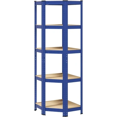 Afbeelding van vidaXL Hoekrek 5 laags staal en bewerkt hout blauw