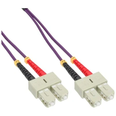 Image de InLine Cordon de raccordement SC multi mode (M) pour 0.5 m fibre optique duplex 50 / 125 microns OM4 sans halogène violet