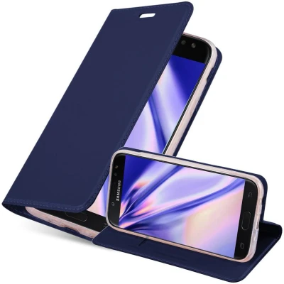 Afbeelding van Cadorabo Hoesje geschikt voor Samsung Galaxy J3 2017 in CLASSY DONKER BLAUW Beschermhoes met magnetische sluiting, standfunctie en kaartvakje Book Case Cover Etui