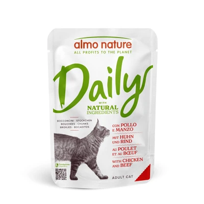 Afbeelding van 24x70g Maaltijdzakjes met Kip &amp; Rund Almo Nature Daily Menu Kattenvoer