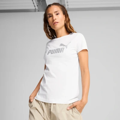 Afbeelding van Puma NO. 1 LOGO TEE Tshirt print, Dames, Maat: XS, White metallic silver