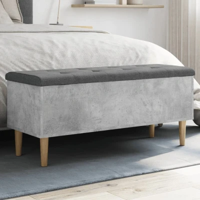 Afbeelding van Opbergbankje 102x42x46 cm bewerkt hout betongrijs