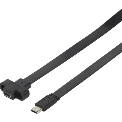 Afbeelding van Renkforce USB kabel 3.2 Gen1 (USB 3.0 / 3.1 Gen1) C stekker, bus 0.25 m Zwart Schroefbaar, Zeer flexibel RF 3415030