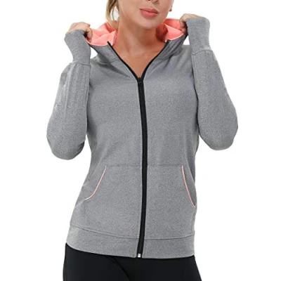 Afbeelding van AMZSPORT Hardloopjack voor dames, lange mouwen, trainingsjack met zak, yoga, fitness, sport, Grijs (223001)