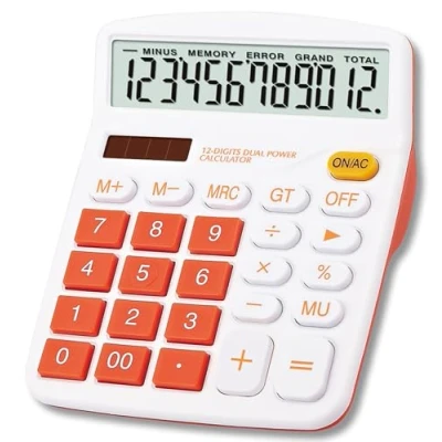 Afbeelding van Meichoon grote oranje rekenmachine, speciale financiële dual power kantoor zonne rekenmachine 12 cijfers standaard functie zakelijke