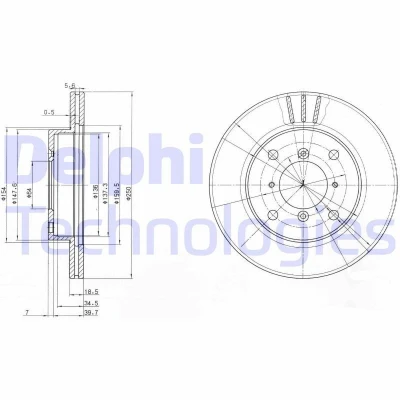Afbeelding van DELPHI BG2583 Remschijf 250 18 4 Geventileerd Geolied Semi finished Zonder wiellager, ABS sensorring SUZUKI: Swift 2, Convertible