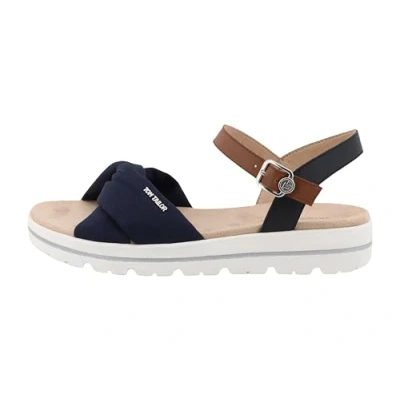Afbeelding van TOM Tailor Sandalen met enkelbandjes, Dames, Maat: 38, Navy Textiel/ synthetisch