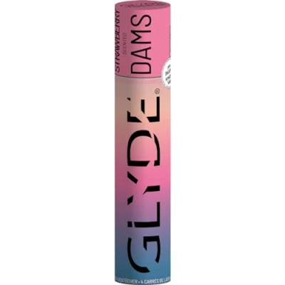 Afbeelding van Glyde Dams Strawberry beschermende doekjes van latex, roze, aardbeiengeur, 25 cm x 15 cm, 4 stuks, Roze