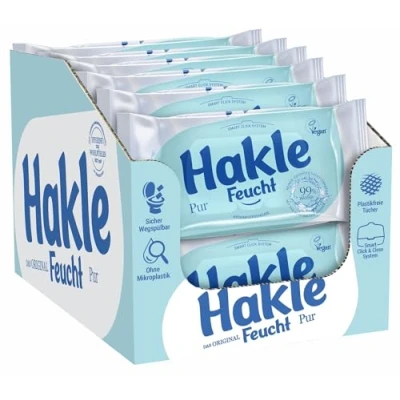 Afbeelding van Hakle 12 verpakkingen van 504 doekjes (12 x 42 vellen), vochtig toiletpapier, 99% water vochtige doekjes, snel oplosbare in