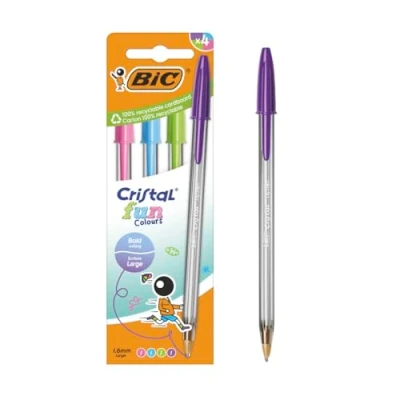 Afbeelding van BIC Cristal Fun 4 pennen met brede punt (1,6 mm)