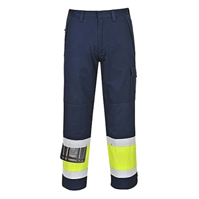 Afbeelding van Portwest MV26 Modaflame broek met hoge zichtbaarheid, maat L, geel/marineblauw