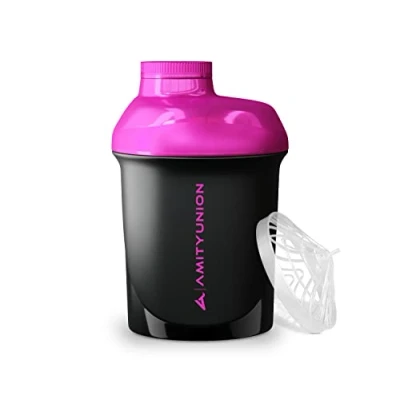 Afbeelding van Protein Shaker Deluxe 400 ml waterdicht, BPA vrij, met zeef en weegschaal, origineel, voor romige wei eiwitshakes, eiwitshaker, fitnessmixer, zwart