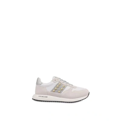 Afbeelding van Love Moschino DUNE Sneakers laag, Dames, Maat: 38, Bianco/argento Leer en imitatieleer