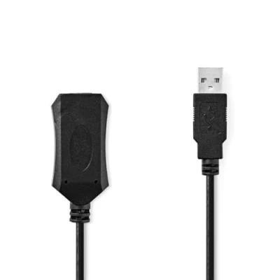 Afbeelding van Nedis Actieve USB Kabel 2.0 A Male Female 480 Mbps 5.00 m Rond Vernikkeld PVC Koper Label