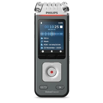 Afbeelding van Philips DVT6115 Audiorecorder 3Mic Stereo 24 bits/96 kHz Sembly Ai spraakherkenning cloudsoftware Smartphone app USB C
