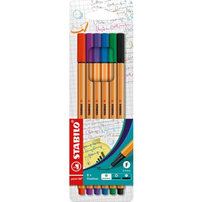 Afbeelding van Fineliner STABILO point 88/6 fijn assorti etui à 6 stuks