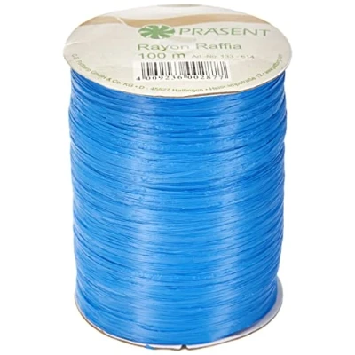 Afbeelding van Bolduc biologisch afbreekbare spoel, Raffia look, Koningsblauw, 100 m/5mm
