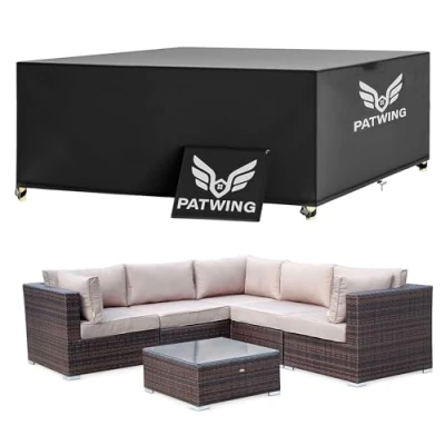 Afbeelding van PATWING beschermhoes voor tuinmeubelen, tuintafel met touw en gesp, vergrendeling, hoezen waterdicht, 600D Oxford stof, waterdicht (170 x 94 70 cm)