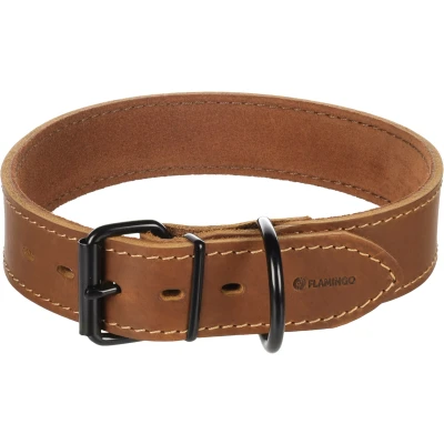Afbeelding van Brede Leren halsband hond Montana cognac XXL