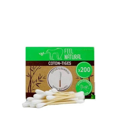 Image de Feel Natural Boîte 200 Cotons tiges blanc Bambou