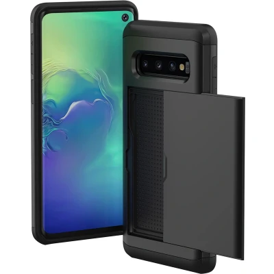Afbeelding van iMoshion Hoesje Geschikt voor Samsung Galaxy S10 Ruimte 2 pasjes Backcover met pasjeshouder Zwart