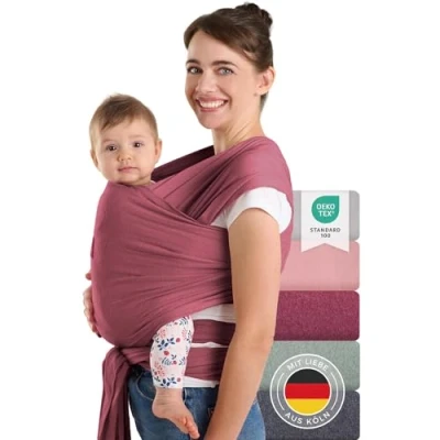 Afbeelding van Laleni Draagdoek voor Pasgeborenen tot 15 kg in Katoen Omslagdoek OEKO TEX gecertificeerd Newborn Babydraagzak 5,10m lang Fysiologische Kinderdraagzak Rood