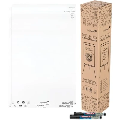 Afbeelding van Legamaster SKETCH ECO flipover papierblok blanco 2 pak à 50 vel inclusief edding 31 EcoLine markers