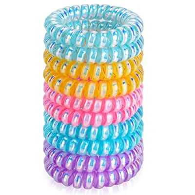 Afbeelding van JessLab Haarelastiekjes met spiraalbinding, 10 stuks, zonder strepen, kunststof, haarspoelen, paardenstaarten, houders beschadiging, haaraccessoires voor meisjes en vrouwen, verschillende