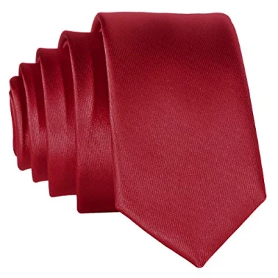 Afbeelding van DonDon Herenstropdas, smal, 5 cm, handgemaakt, mat of glanzend, Rood 2