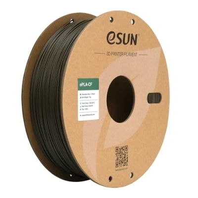 Afbeelding van eSUN ePLA CF PLA filament 1,75 mm, filament, geladen, van koolstofvezel, maatnauwkeurigheid +/ 0,03 spoel 1 kg (2,2 lbs) voor 3D FDM printers, bruin